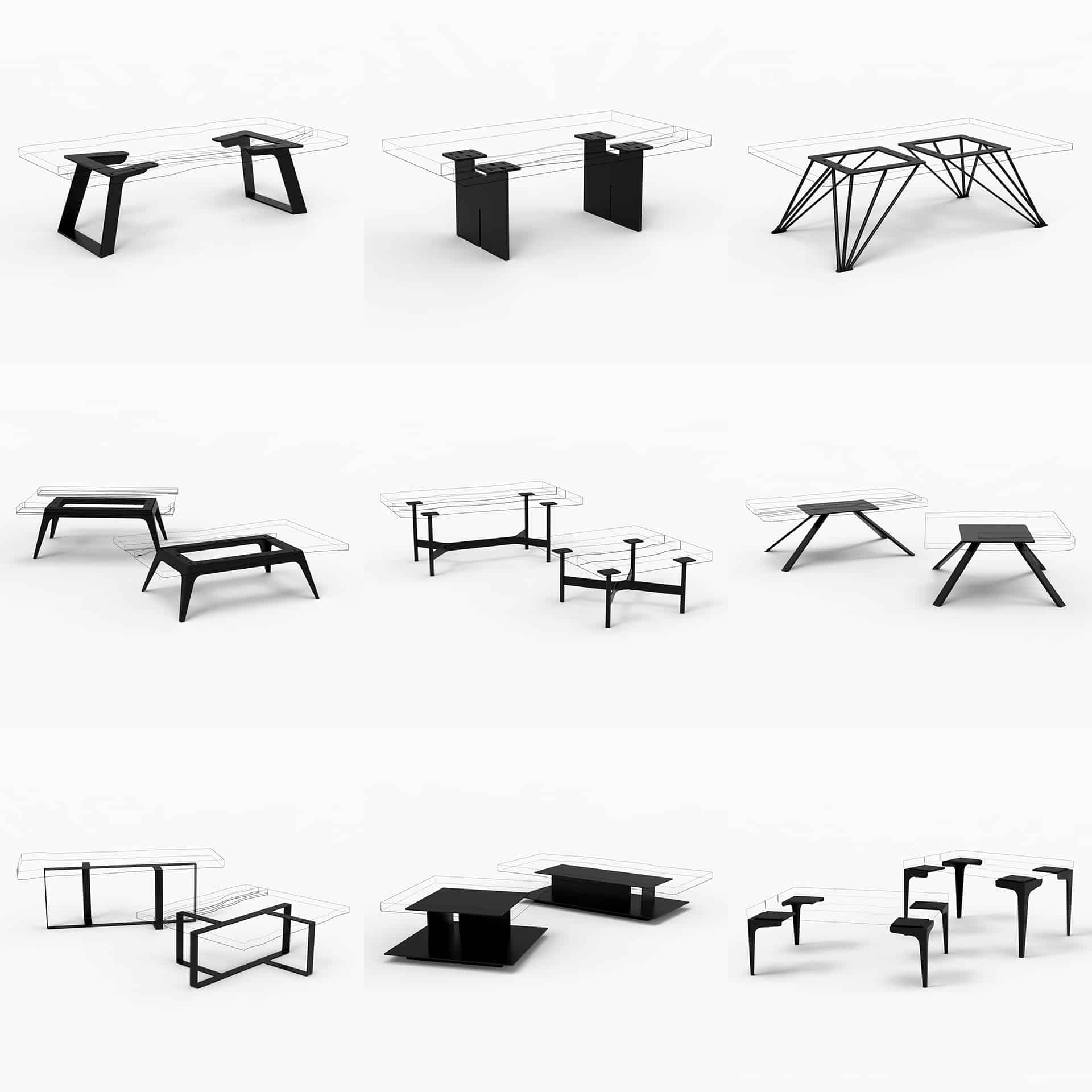 Untergestelle für Couchtische Vollholz Design Tische